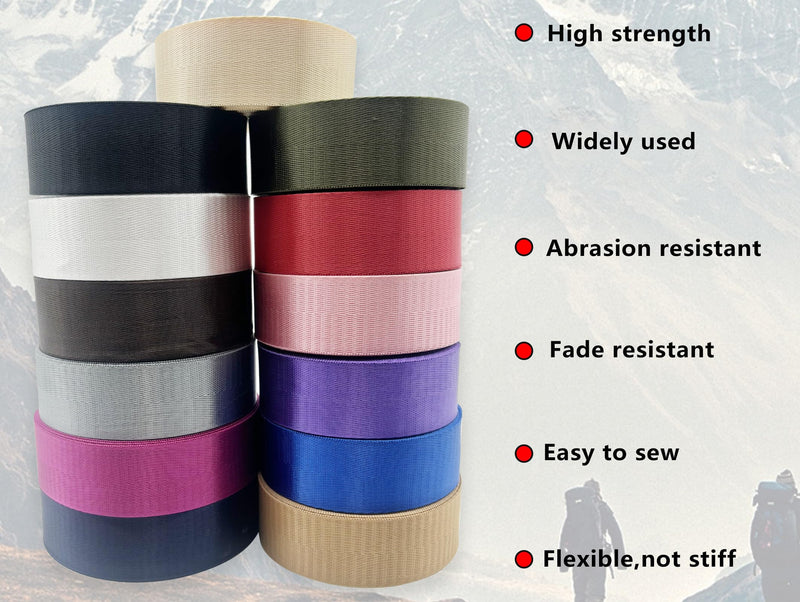 Nylon Webbing Straps 1 1/2 inch 10yards Flat Wide Belting Webbing Straps 3.8cm Handle Canvas Straps for Bags-Lawn Chair-Pet Collars-DIY Crafts Navy Blue