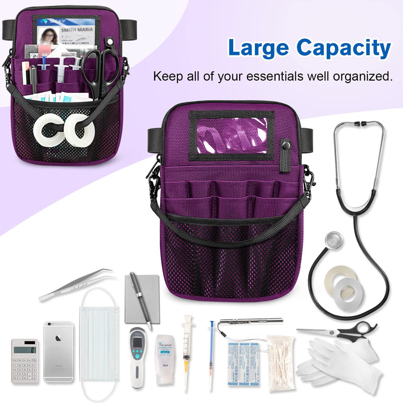 Nurse Fanny Pack with Tape Holder, SITHON Multi Compartment Medical Gear Pocket Belt Bag Nursing Organizer Pouch | Utility Waist Pack for Stethoscopes, Bandage Scissors Other Medical Supplies, Purple