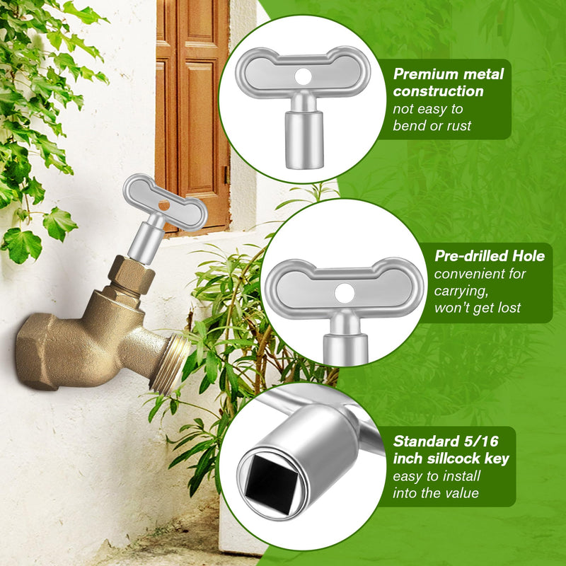 Enhon 3 Pack 5/16 in Sillcock Water Key Compatible with Danco 80132, Water Spigot Key, Square Stem Outdoor Faucet Handle Fits 8x8mm Square Broach Water Shut Off Key Valves Outdoor Hose Faucet Valve