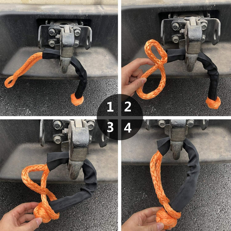 Ucreative 2Pcs Synthetic Soft Shackle 1/2 Inch x 22 Inch (56,000lbs Breaking Strength) with Extra Sleeves (Gray) Gray