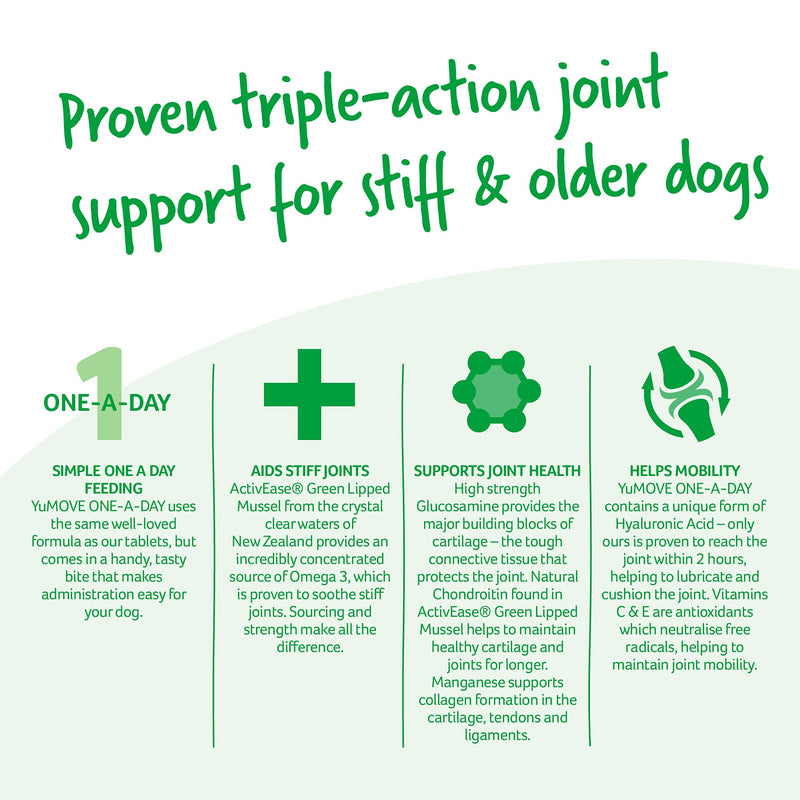 Lintbells | YuMOVE ONE-A-DAY Small Chewies For Dogs | Hip and Joint Supplement for Stiff Dogs | 30 Chews - 1 Month supply Small Dog - PawsPlanet Australia