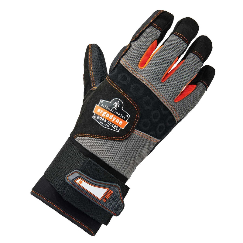Ergodyne ProFlex 9012 Anti-Vibration Work Gloves, ANSI/ISO Certified, Full Fingered, Wrist Support, Black Small (Pack of 1)