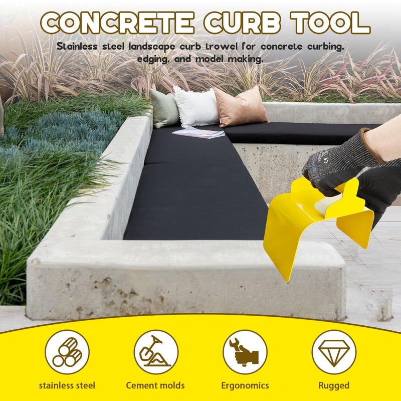 Concrete Curb Trowel, Garden Edging Curb Trowel Concrete Tool, Concrete Curb Trowel Edger, Landscape Curb Trowel with Putty Knife (Rectangle) Rectangle