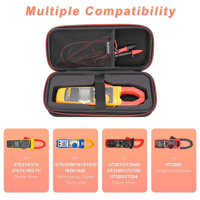 RLSOCO Carrying Case for Fluke 374/375/376FC/376/902/902 FC True-RMS Clamp Meter & Works with KAIWEETS Digital Clamp Meter HT208A/HT208D Case for 374/375/376