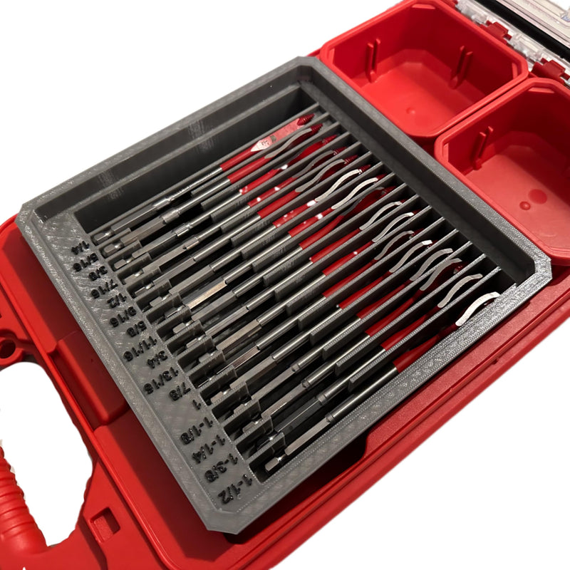 GarageInOrder 3d Printed Insert for Milwaukee Packout and Diablo SPEEDemon Spade Bits (Industrial Gray) Industrial Gray