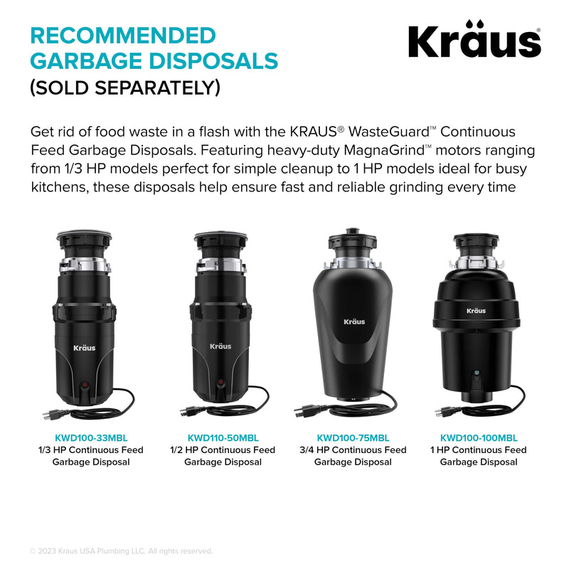 KRAUS Garbage Disposal Air Switch Kit in Spot-Free Stainless Steel with Push Button, AC Adapter, Power Cord, and Air Tube Included, KWDA-200SFS