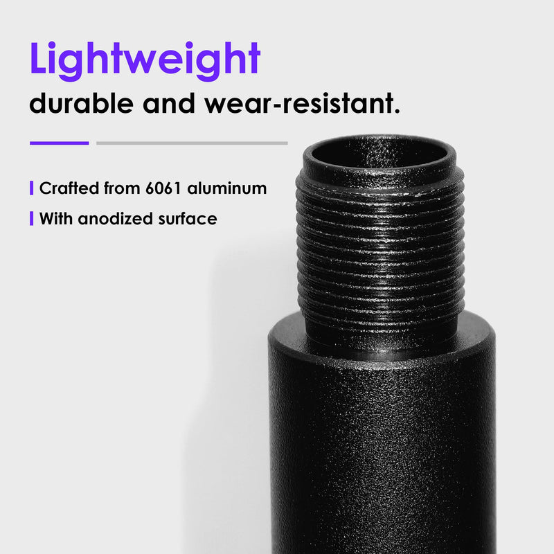 14mm CCW to 14mm CCW Aluminum Connector Tube Set (5-Pack) | CNC Machined 6061-T6 | 0.8″ / 1.6″ / 2.4″ / 3.9″ / 6.3″ Stackable Extension Tubes | M14x1 Left-Hand Thread | Outer Diameter 0.75” (19mm)