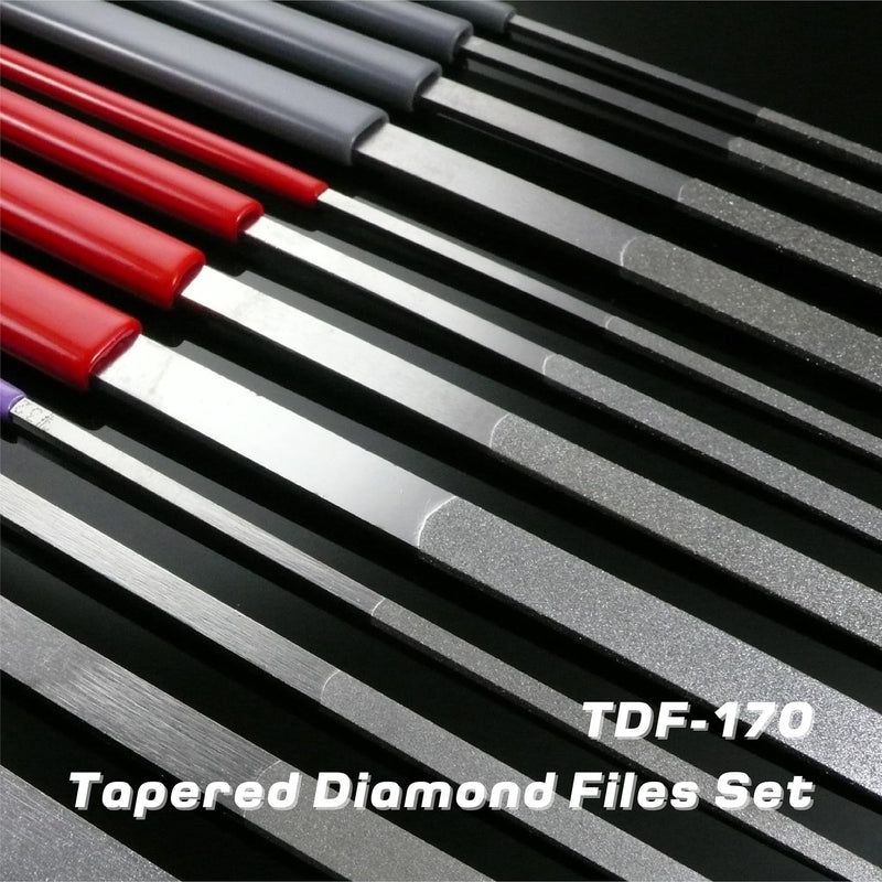 MIRACLE 12-Piece Tapered Diamond File Set – Grit 120/200 / 400 – Precision Hand Files with Color-Coded Handles for Metal, Wood, Glass, Plastic, Jewelry, and Nail Enhancements 6.69” Length