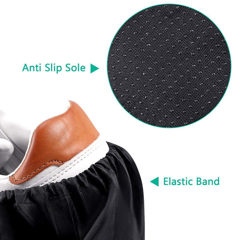 8 Pairs Non Slip Reusable Shoe Covers Waterproof Boot Covers for Household Carpet Floor Protection Machine Washable (Black) Black