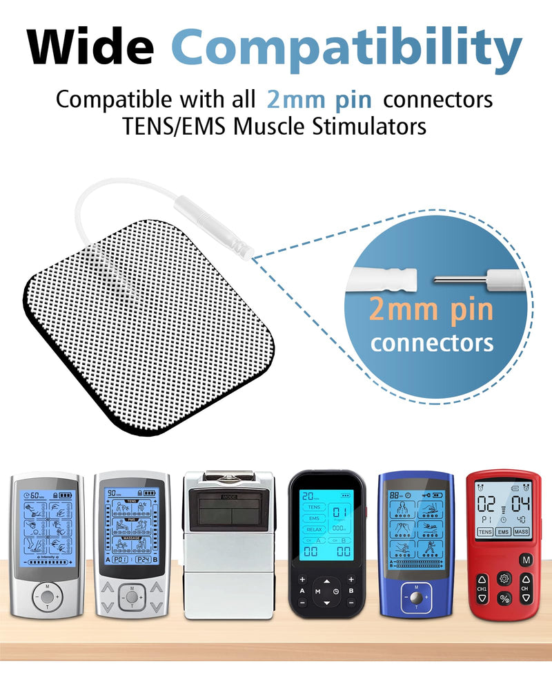 TENS Unit Replacement Pads 40PCS Value Pack, BHK-TENS Reusable Latex-Free Electrodes Pads Compatible with AUVON TENS, TENS 7000 Unit, Neocarbon TENS, Comfytemp TENS, Etekcity TENS, TENKER TENS(White) 40pcs White