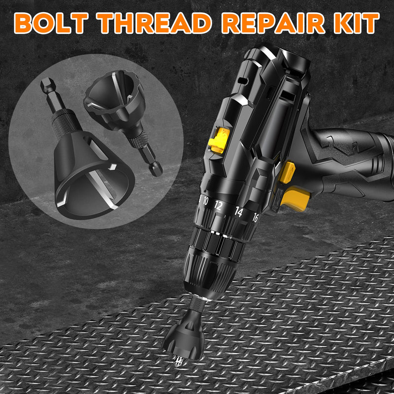 High Strength & Hardness Deburring External Chamfer Tool, with YG8 Carbide Blade, Bolt Thread Repair Tool, Deburring Drill Bit for Repairing Damaged Bolts (3-20mm/1pc+5-25mm/1pc) 3-20mm/1pc+5-25mm/1pc