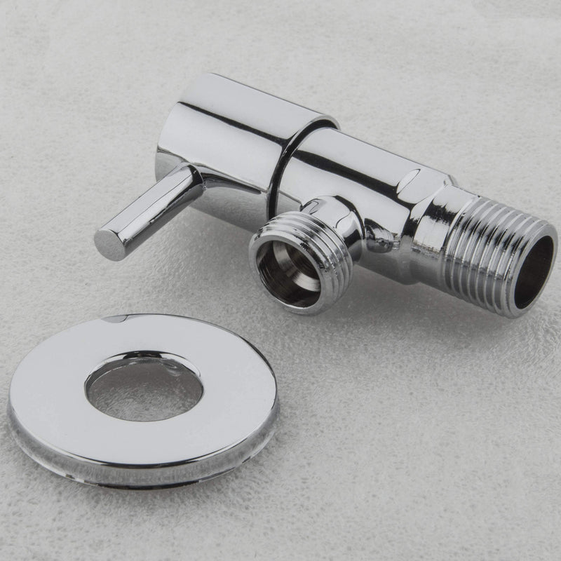 Earl Diamond Modern Solid Brass Angle Stop Valve Shut Off Quarter Turn Water Bathroom Shower Plumbing Commercial 1/2 inch Male IPS G1/2 Round Handle (Polished Chrome)