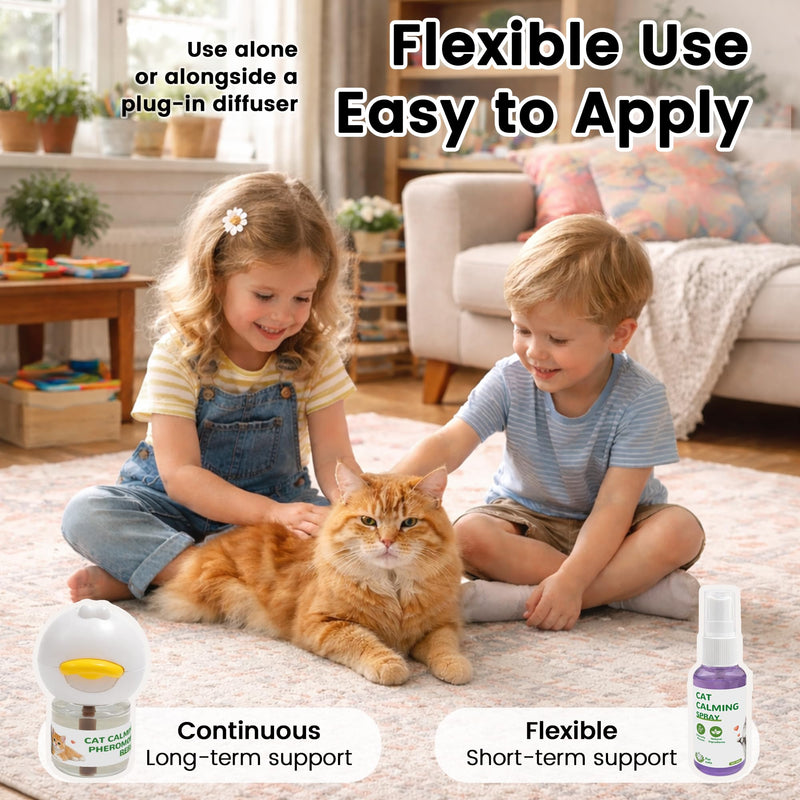 Cat Calming Pheromone Solutions – Diffuser Kit & Spray Options (Calming Spray – 2 Bottles)
