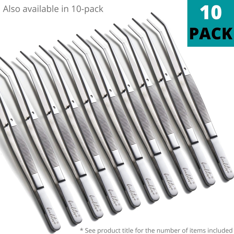 Beaditive 6-inch Sewing Machine Tweezers Set (3-PC) Serrated Bent Tips | Professional Grade, High Precision | Stainless Steel 3
