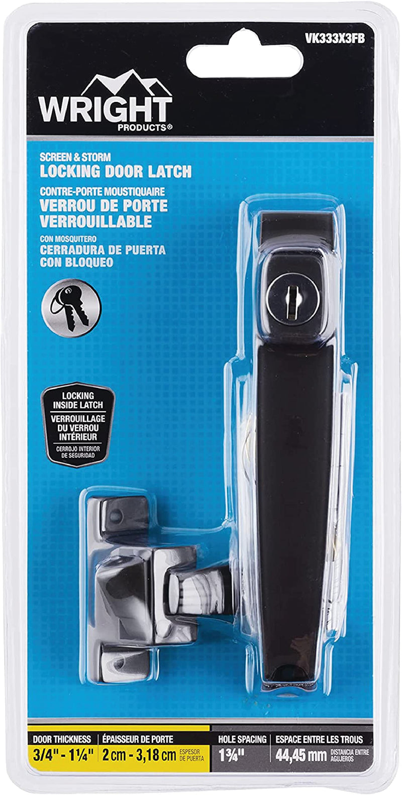 Wright Products - Tie Down Keyed Push Button Door Latch for Screen and Storm Doors, Florida Bronze