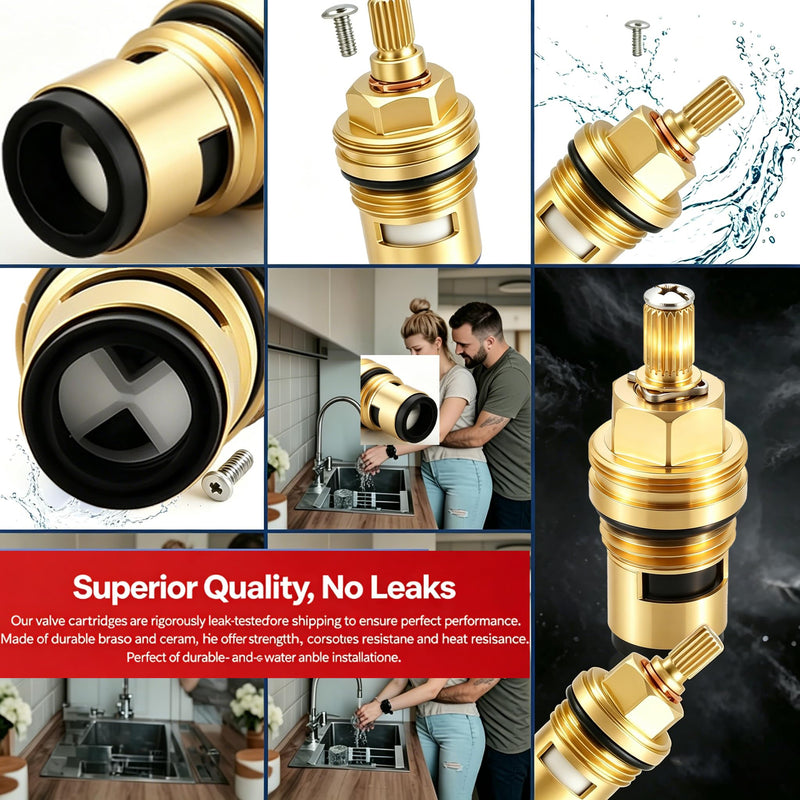 2 Pack Ceramic Faucet Cartridge for Grohe 45882000 45883000, 1/2 Inch 1/4 Turn Hot Cold Water Replacement, 90 Degree Valve for Grohe Kitchen Bathroom Shower Faucet Parts Hot&Cold