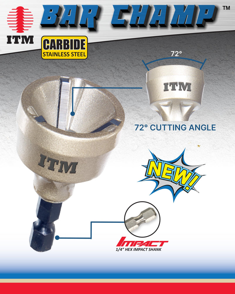 ITM Bar Champ BAR-01C - Small Premium Deburring Tool and External Chamfer Tool - Carbide Bades for 1/8" to 3/4" material