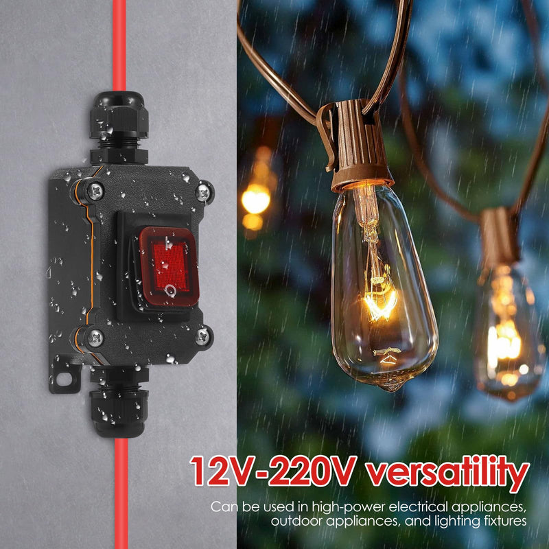 3PC 12V Waterproof Inline Power Switch Set-IP67 Weatherproof Inline Switch,10AWG with Wire & Without Wire Electrical Switch for Automotive,Outdoor Light,Home Appliance (2 No-Wire + 1 with-Wire)
