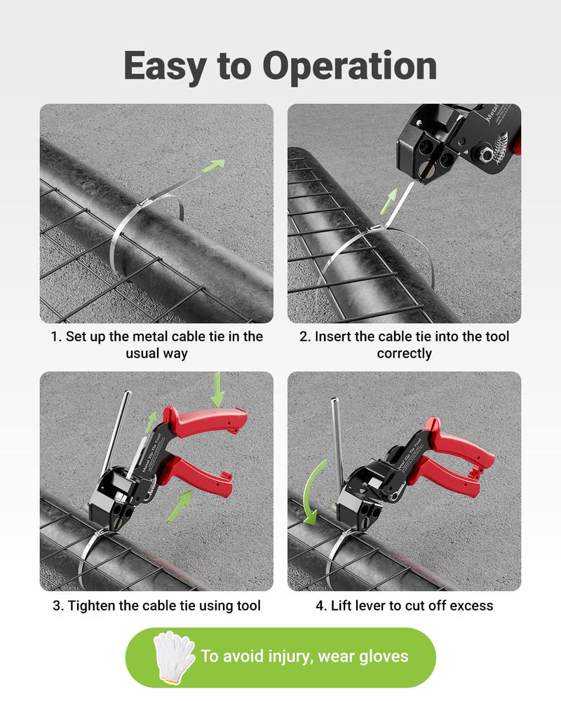 Metal Zip Tie Tool, Heavy Duty Zip Tie Cutter, Fasten and Cut Stainless Steel Cable Ties, for Outdoor Chain Link Fence Ties, Exhaust Pipe and Cables Red
