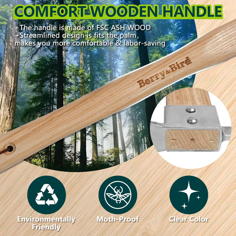 Berry&Bird Gardening Pick Axes, Stainless Steel Pickaxe Mattock Hoe with Wooden Handle, Heavy Duty Pick Axe Hand Tool for Transplanting Digging Planting Loosening Soil Camping or Prospecting Lenght:14.9inch