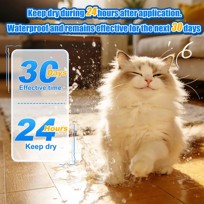 Cat Flea and Tick Drops - 6 Month Supply | Fast-Acting & Long-Lasting & Waterproof | Easy Snap-Off Tubes | Include 6 Nitrile Gloves & Tracker Calendar | for Cats Kittens 1.5 lbs+ & 8 Weeks+