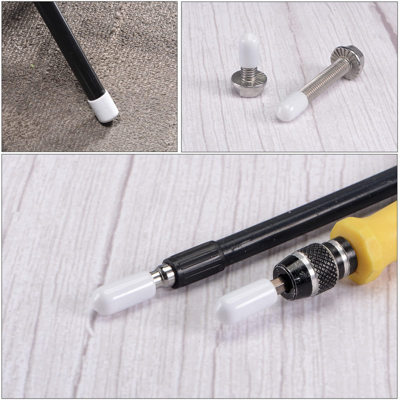 MECCANIXITY Round End Caps Rubber Cover 50pcs 1/8" 3/16" 1/4" 5/16" 3/8" White Screw Protector for Screw Bolt Pipe