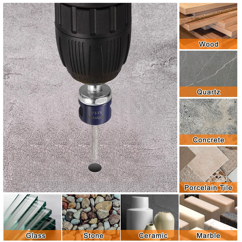 HARFINGTON 2pcs Diamond Finger Milling Bits 30mm (1-3/16") Dia M14 Thread Diamond Milling Bit for Enlarging Shaping Existing Holes in Porcelain Ceramic Tile Marble, Blue 30mm (1-3/16") 2