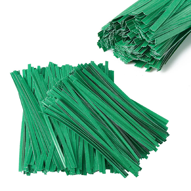 500 Pcs 5" Green Paper Twist Ties, Bread Ties Twisty-Ties for Party Cello Candy Bread Coffee Bags Cake Pops