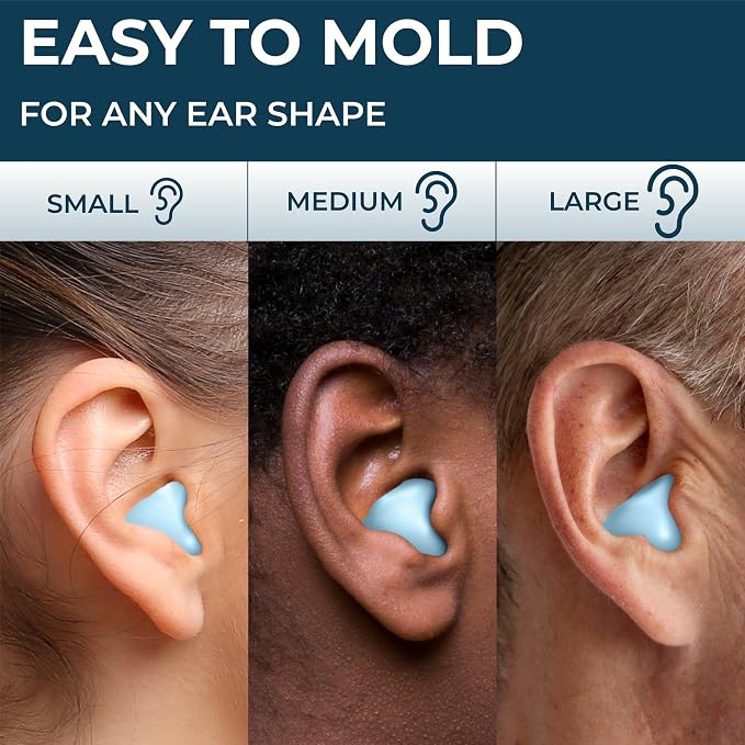 Waterproof Swimming EarPlugs for Adults, Soft Silicone Swim Earplugs, Ear Plugs for Surfing Diving Showering Snorkeling - Keep Water Out and Ear Protection Blue - NewNest Australia
