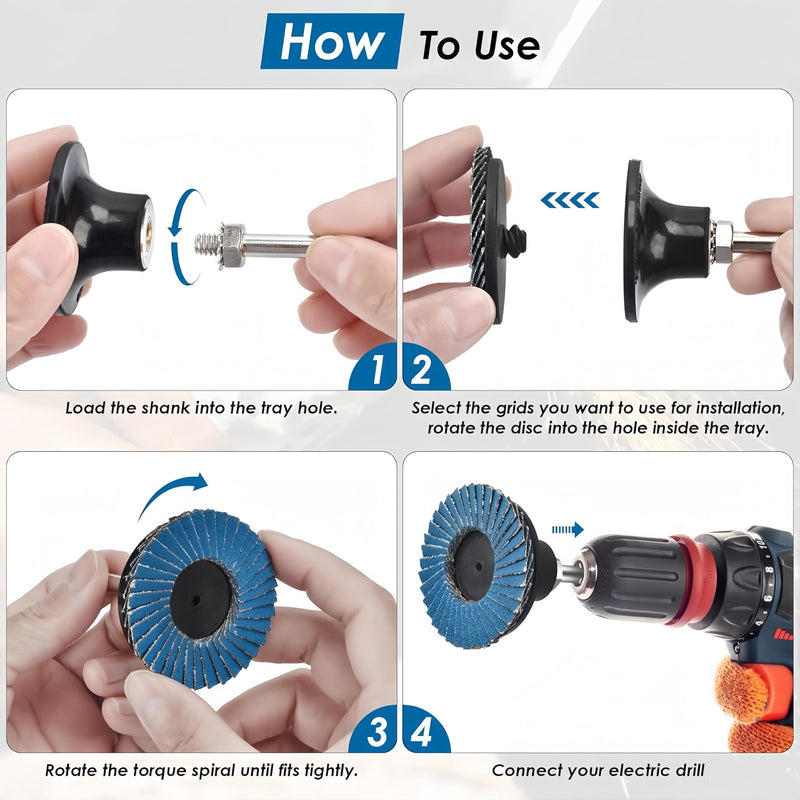 2 Inch Flap Disc, 72Pcs Roll Lock Flap Wheel Set – 40/60/80/120 Grit with 1/4” Holder for Metal Grinding, Rust & Stock Removal, Polishing (Flap disc, 72)