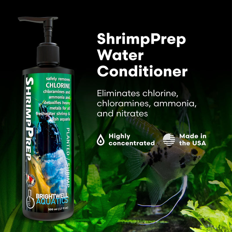 Brightwell Aquatics Shrimp Prep – Water Conditioner for Freshwater Shrimp & Aquariums – Removes Chlorine, Ammonia & Heavy Metals – Promotes Healthy Habitat, 250 ml 250-ml