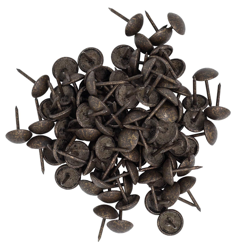 Premium Upholstery Tacks, Nailhead Decorative Trim for Furniture, 7/16-inch Diameter (100, Dark Antique Brass) 100