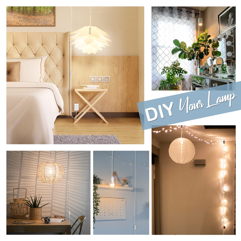 JACKYLED Extension Hanging Lantern Cord Cable 15Ft UL 360W with E26 E27 Socket On/Off Button Pendant Lighting 1