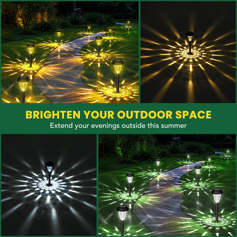 GIGALUMI 12 Pack Solar Lights Outdoor Waterproof, Cool White Pathway Lights Solar Powered, Landscape Lighting, Solar Garden Light for Decor, Patio, Garden, Yard, Pathways, Walkways Cold White