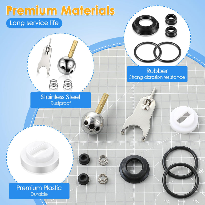 Dreyoo Single Handle Faucet Repair Kit with RP212 Stainless Steel Ball Valves and Knob Handles, Compatible with Delta/Peerless Single Handle Faucets, Replacement for RP77739 and 86971(1 Pack) 1