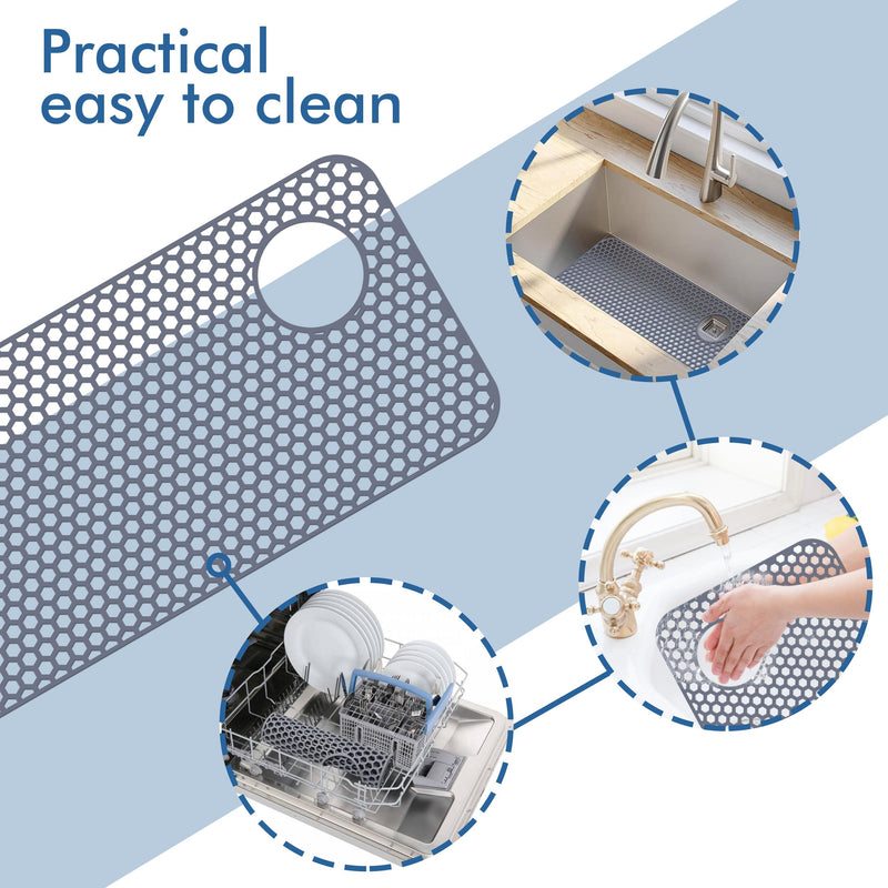 Silicone Sink Protectors for Kitchen Sink - 28.4"x 14.3" Kitchen Protector Accessory, Non-Slip Heat Resistant Mat for Bottom of Farmhouse Porcelain Stainless Steel (Right & Left Drain) 28.4"x 14.3" Right & Left Drain