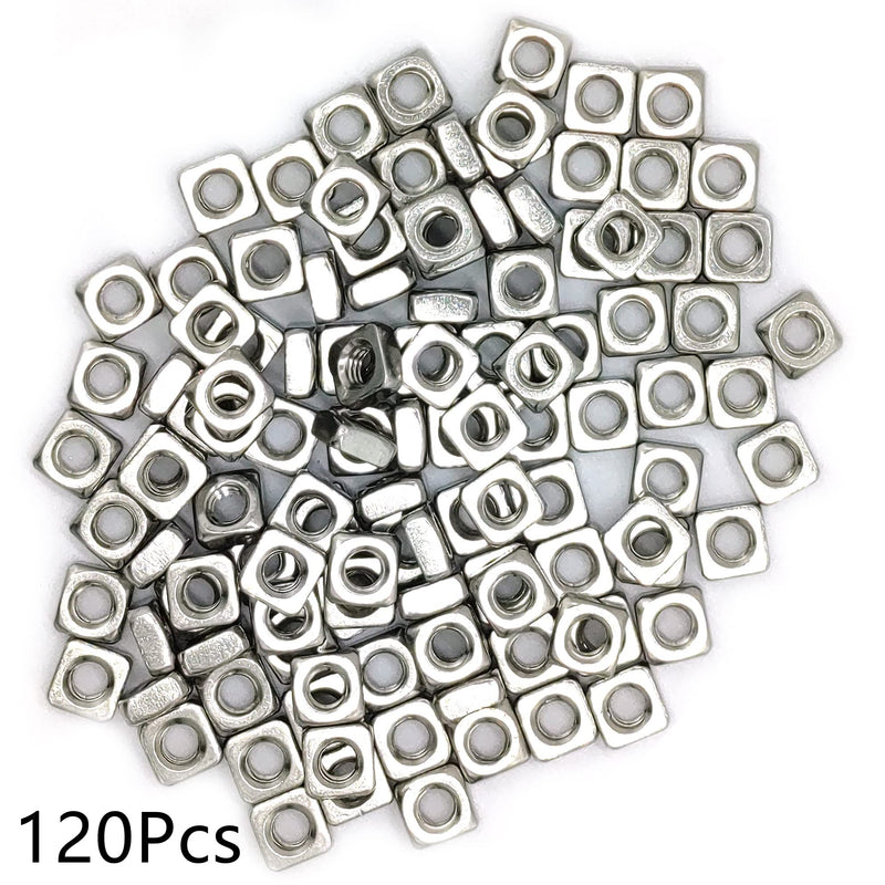 M4 Square Nuts, Machine Screw Nuts, 304 Stainless Steel, Metric, 120Pcs M4