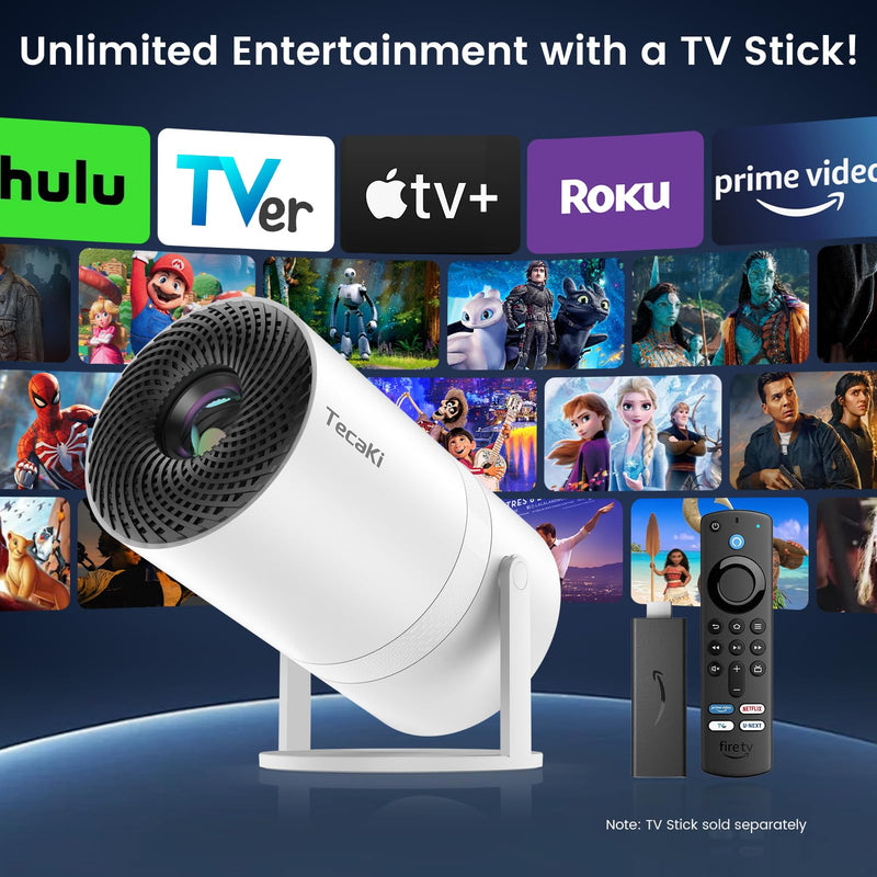 Mini Portable Projector with WiFi and Bluetooth,Support Movie Projector 1080P HD,Auto Keystone Correction,180° Rotatable,Compatible with TV Stick, HDMI, USB, Smartphone, Laptop (White 1) White 1