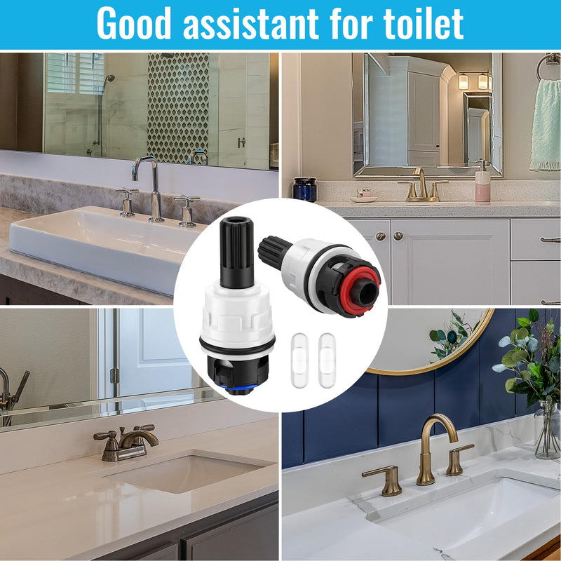 Dreyoo 2 Pack Hot Cold Faucet Cartridge Replacement Compatible with Pfister 9100310/Pfister 9100320, with Waterproof Silicone Grease, Hot Cold Water Handle Faucet Ceramic Cartridge Kit