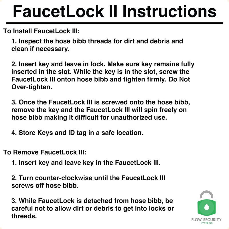 The Flow Security Systems Faucet Lock II | Magnetic Key | Prevents Water Theft, Secures Outdoor Taps, Promotes Water Conservation | Fits Most Outdoor Hose Bibbs | FSS 500 | Keyed The Same | 1 Pack