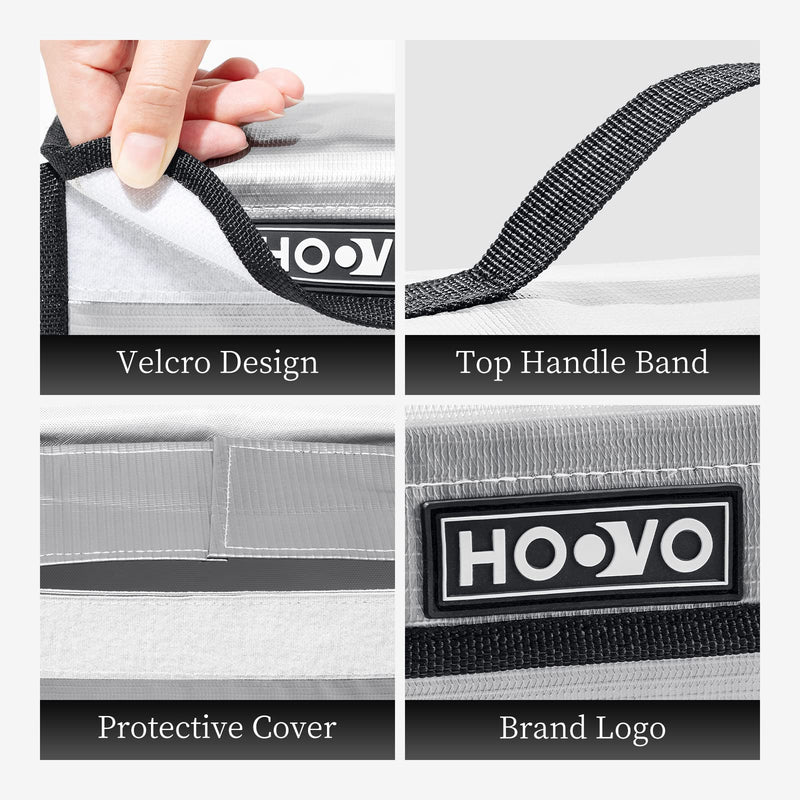 HOOVO Lipo Battery Bag, Fireproof Explosionproof Lipo Battery Storage Protector Guard Safe Bag for DJI Battery/RC Battery - 2 Pack, 180 * 105 * 80mm, Accommodate 4pcs Battery