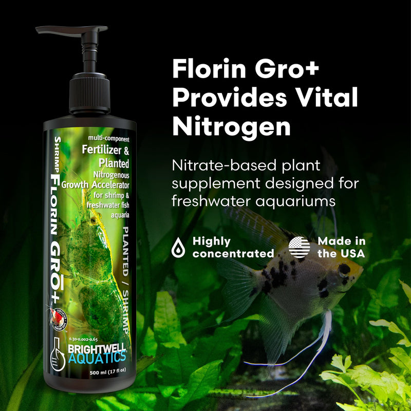 Brightwell Aquatics Shrimp FlorinGrō+ – Nitrate-Based Plant Supplement for Shrimp Aquariums – Supports Growth, Chlorophyll & Vibrant Foliage – Copper-Free, 250 ml 250-ml