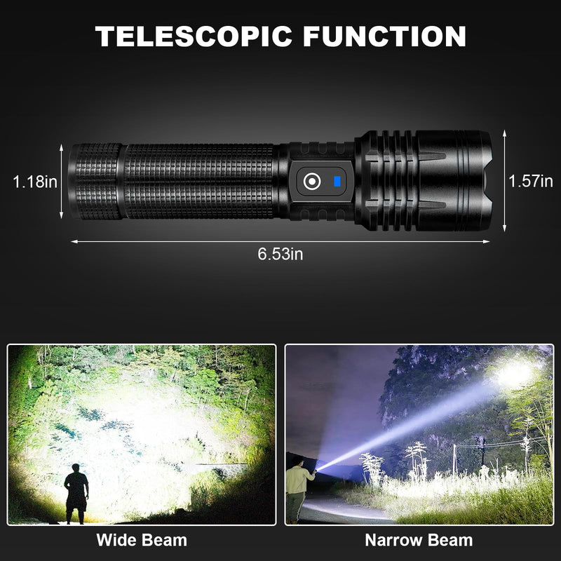 3Pack Flashlights High Lumens Rechargeable, 99000 Lumens Super Bright Led Flashlight with 5 Modes & Waterproof, Powerful Handheld Flashlights for Home Camping Emergencies