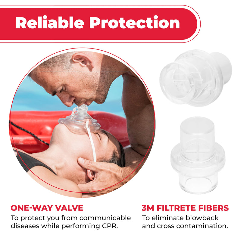 CPR Rescue Mask, Adult/Child Pocket Resuscitator, Hard Case with Wrist Strap + Gloves & Wipes - 2 Pack 2 Count