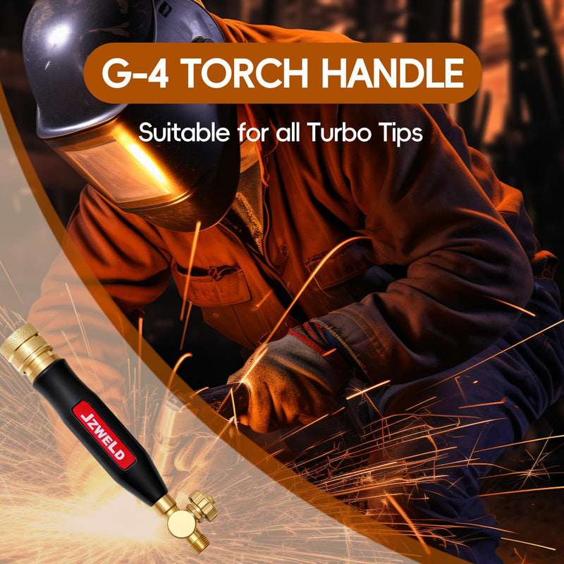 Turbo Torch G-4 Torch Handle with Valves, G-4 Acetylene Handle 0386-0308, Air Acetylene Kit, Swirl Torch Kit for Welding, Brazing, HVAC, Jewelry or Large-diameter Welding