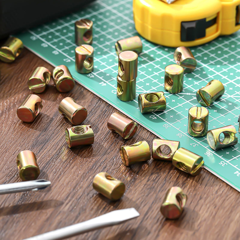 Blulu 50 Pcs Metric M6 Barrel Nuts Cross Dowels Slotted Nuts Bunk Bed Replacement Hardware Headboard Hardware Kit for Baby Bed Crib Chairs Furniture M6 x 10 mm x 13 mm