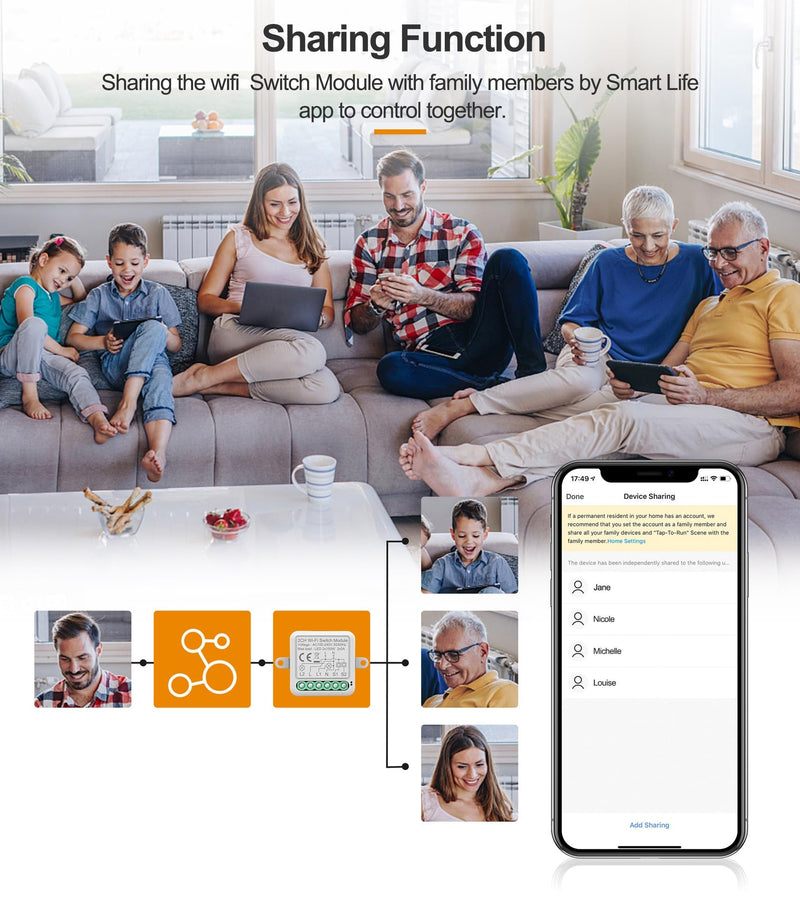 1CH Dry Contact WiFi Relay Switch Module,DC 12/24V AC 100-240V,Tuya Smart Life app,Work with Alexa,Google Home