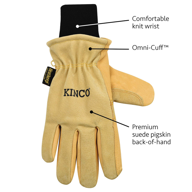 Kinco Lined Heavy Duty Premium Grain & Suede Pigskin Driver with Knit Wrist