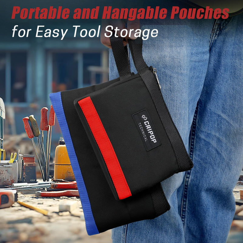 6 Pack Tool Pouches with Zipper, 1680D Tools Bag Storage Kit with 4 Zipper Bags and 2 Stand-up Tool Bags, Multipurpose Tools Utility Pouches Storage Organizer 2 Stand-up Zipper Bags+4 Zipper Bags