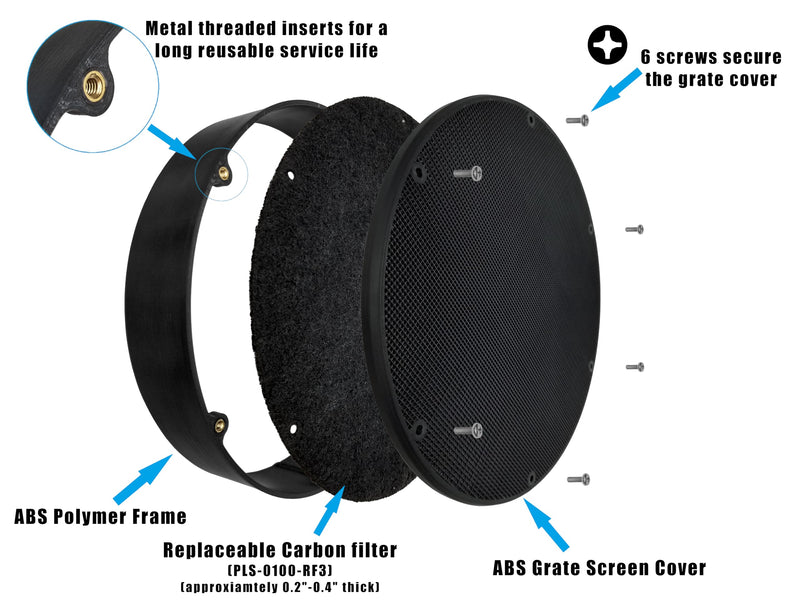 10 inch Air Duct Screen with Replaceable Carbon Filter 10.1" x 10.1" x 2.1"